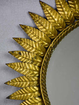 Mid century sunburst mirror - gold leaves 19"