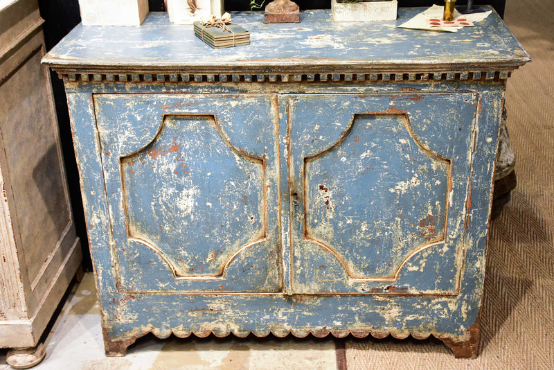 Pair of French buffets with blue patina