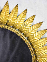 Mid century sunburst mirror - gold leaves 19"