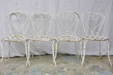 Four antique French garden chairs with heart back and lattice seat