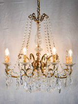 Pair of crystal and brass chandeliers with 8 lights - 1940's - 27½" x 43¼"