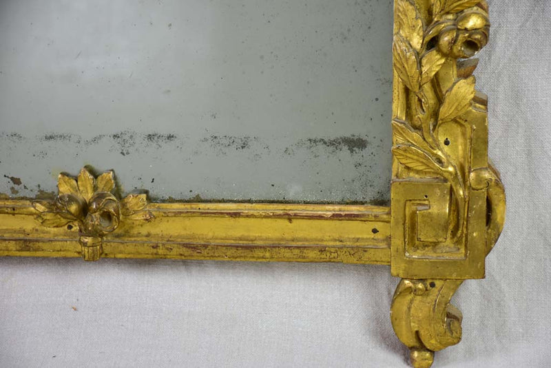 18th Century Louis XVI / Directoire giltwood mirror with birds, olive leaves and roses 26¾ x 41¾""