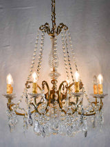Pair of crystal and brass chandeliers with 8 lights - 1940's - 27½" x 43¼"