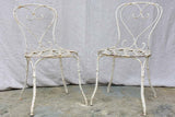 Four antique French garden chairs with heart back and lattice seat
