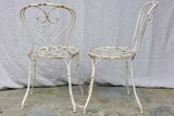 Four antique French garden chairs with heart back and lattice seat