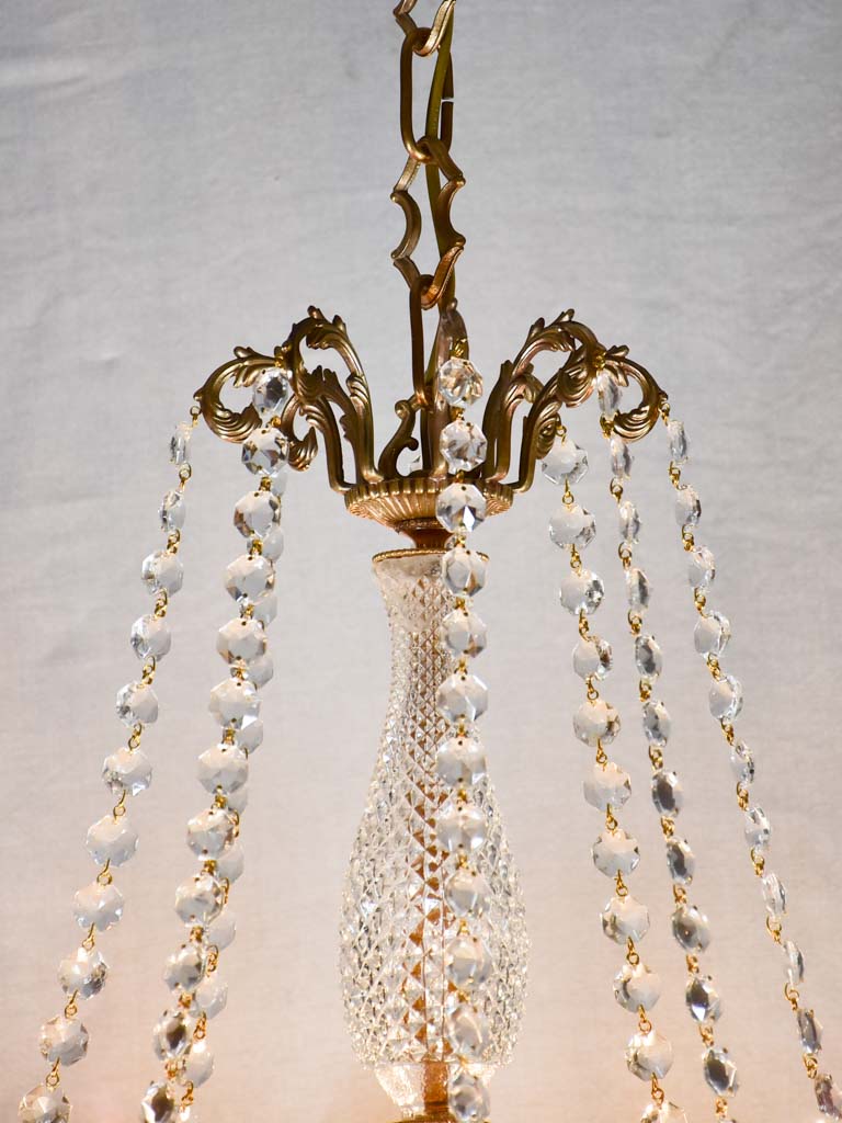 Pair of crystal and brass chandeliers with 8 lights - 1940's - 27½" x 43¼"