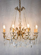 Pair of crystal and brass chandeliers with 8 lights - 1940's - 27½" x 43¼"