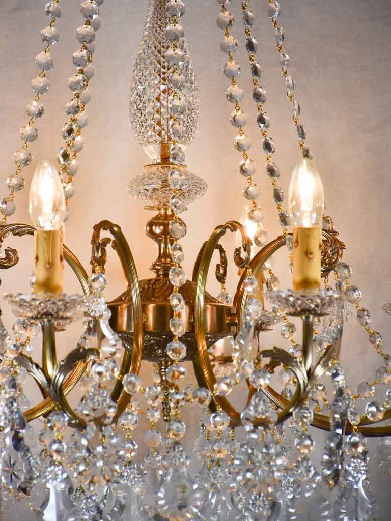 Pair of crystal and brass chandeliers with 8 lights - 1940's - 27½" x 43¼"