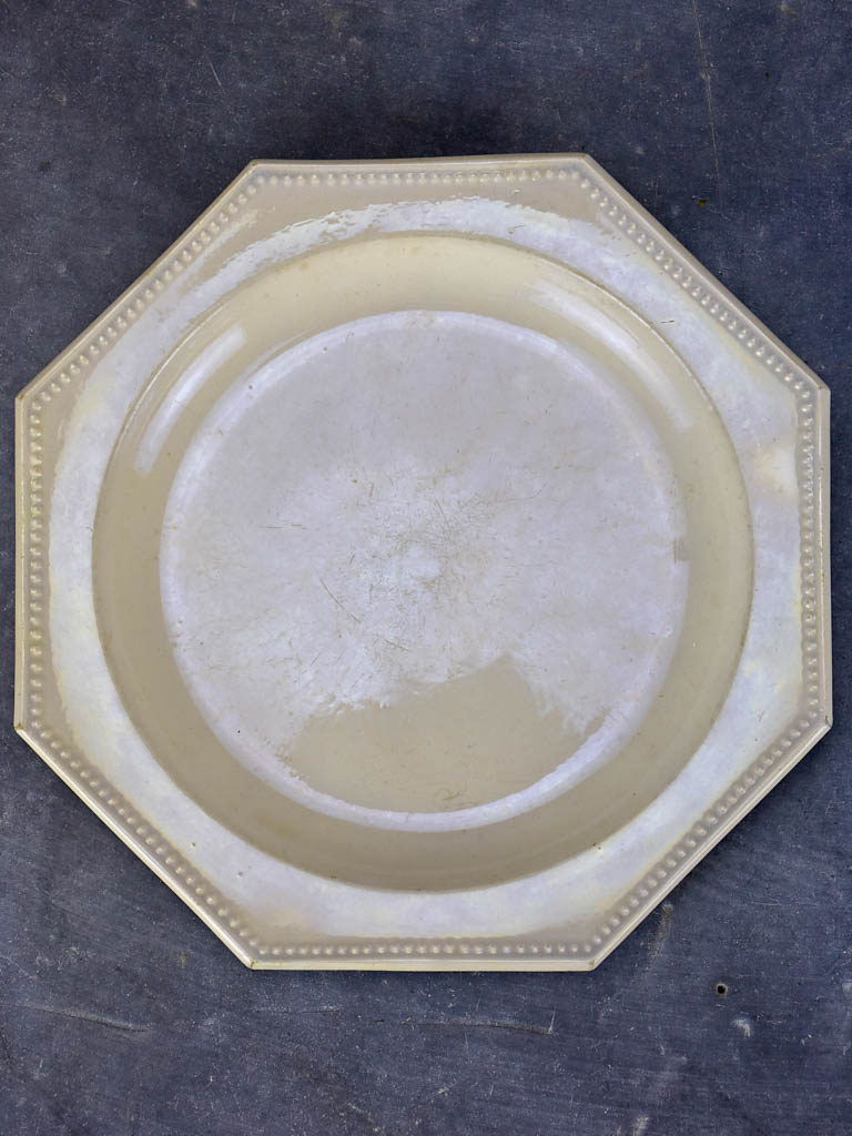 Set of six octangonal antique French plates - Creil-Montereau