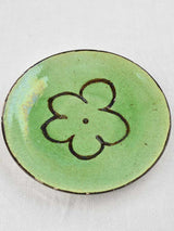 Verre omelette plate - green with flower decoration 11"