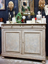 Antique French Louis XIV style buffet with beige / grey patina