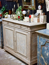 Antique French Louis XIV style buffet with beige / grey patina