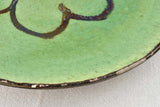 Verre omelette plate - green with flower decoration 11"