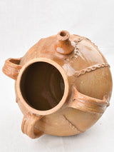 Antique French walnut oil pitcher with light brown glaze 13¾"