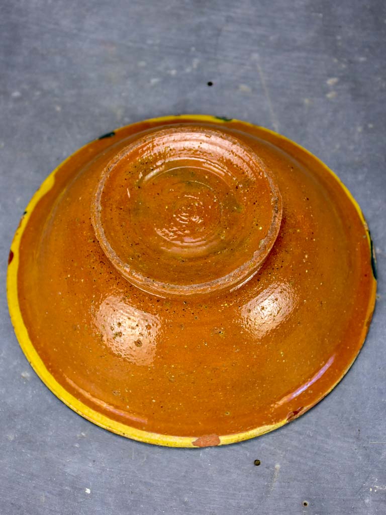 Antique French clay bowl with glaze