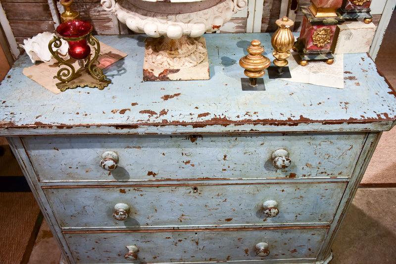 Late 19th century French commode with blue patina