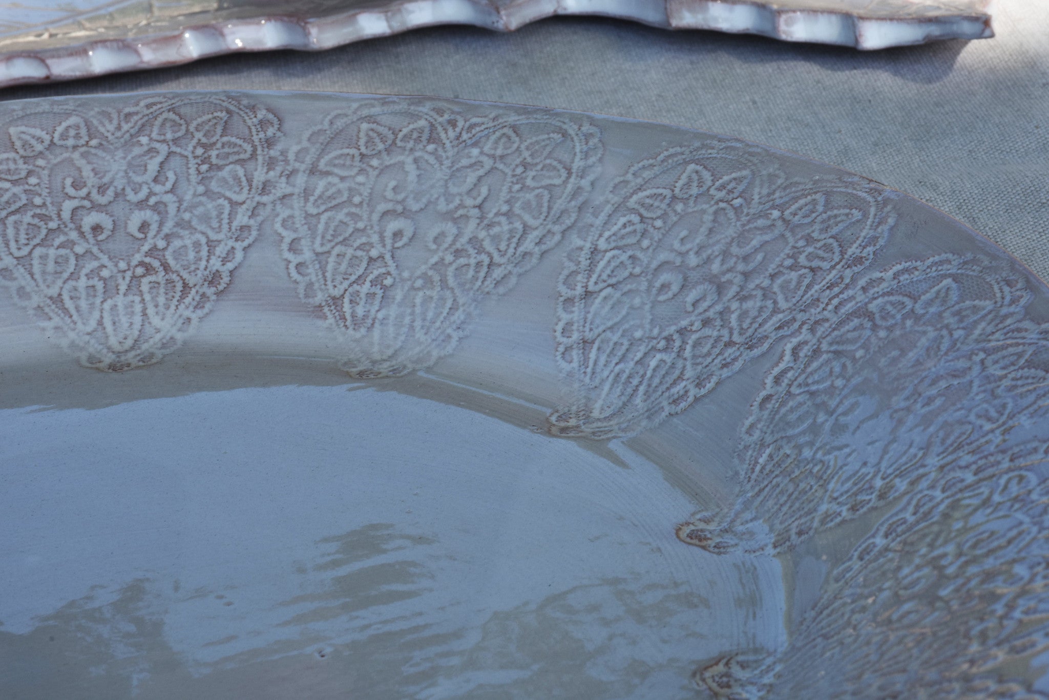 Large dish with lace heart border