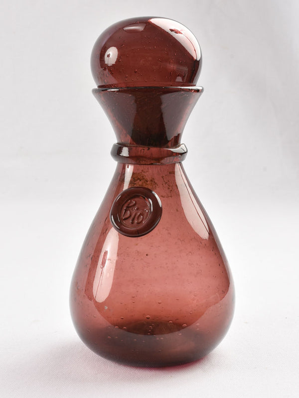 Purple 1970s blown glass carafe - Biot 10¾"