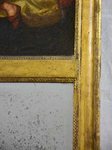 19th Century French trumeau mirror with oriental themed painting 51½" x 23¼"