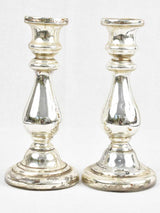 Festive nineteenth-century mercury glass candlesticks