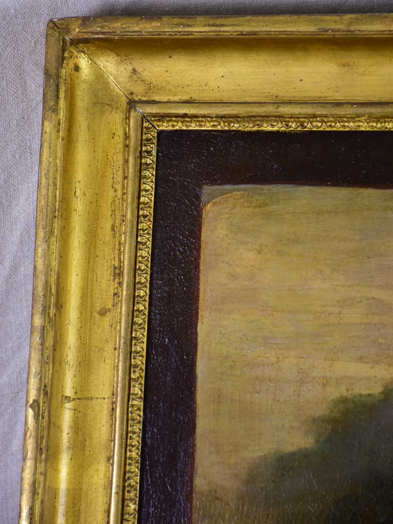 19th Century French trumeau mirror with oriental themed painting 51½" x 23¼"
