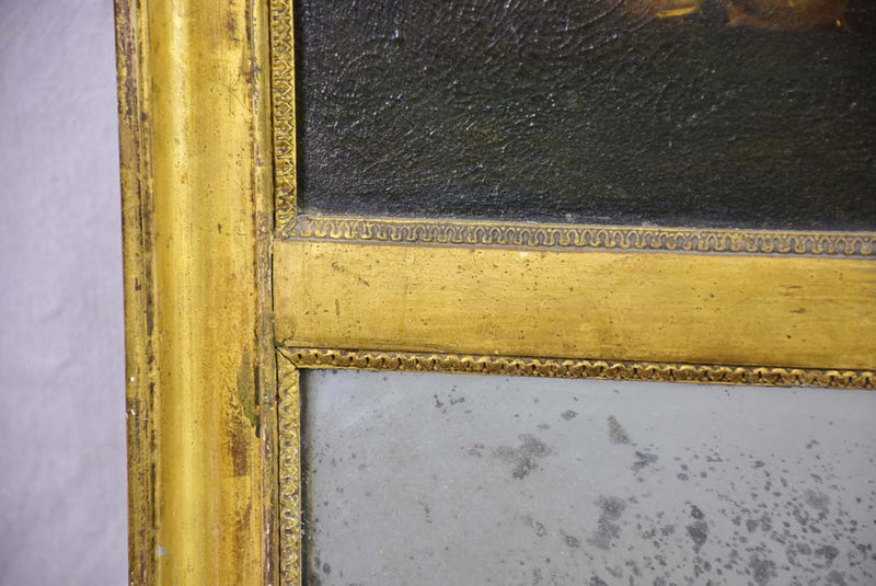 19th Century French trumeau mirror with oriental themed painting 51½" x 23¼"