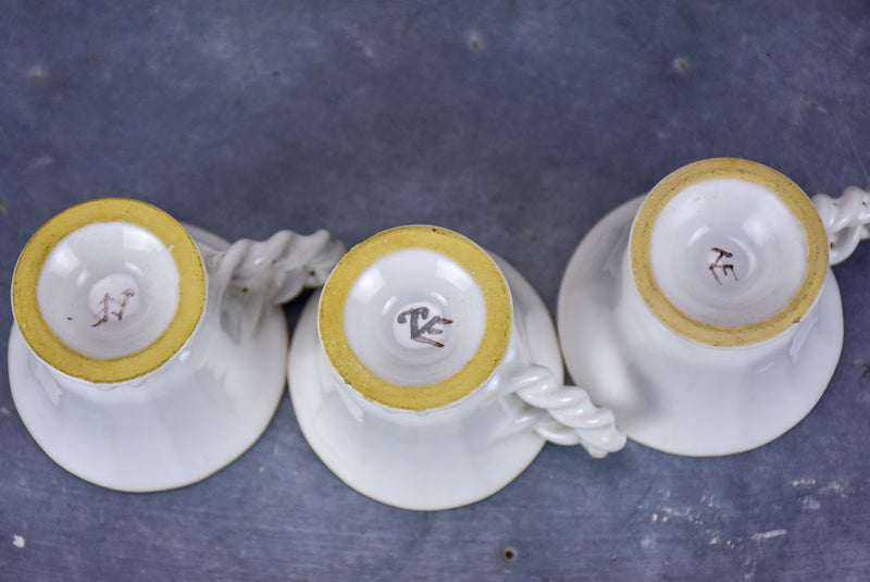 Set of vintage coffee cups and saucers Pont-aux-Choux