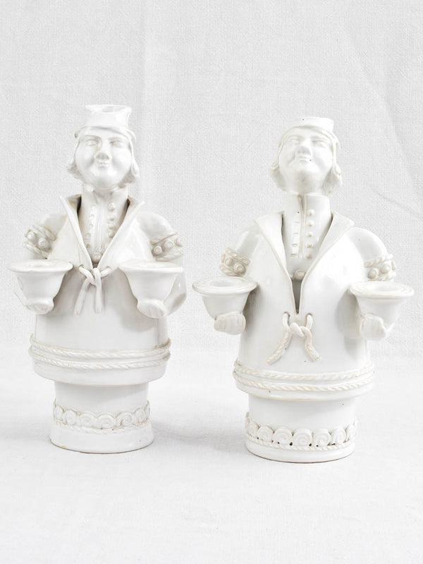 Pair of vintage candle holders in the shape of men - Émile Tessier