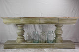 Narrow French console table with large turned column supports 78¾"