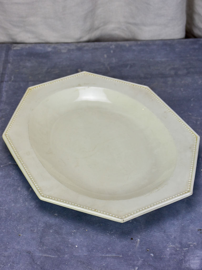 Large antique Creil platter - octagonal