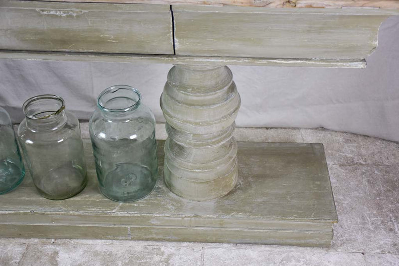 Narrow French console table with large turned column supports 78¾"