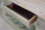 Narrow French console table with large turned column supports 78¾"