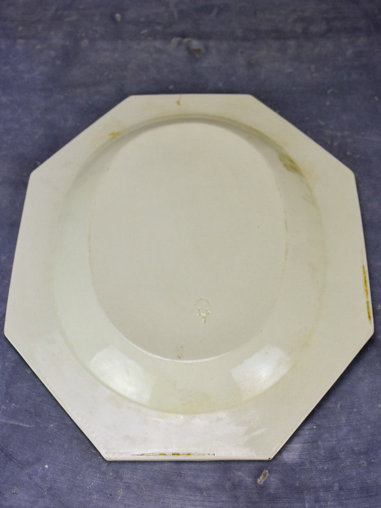 Large antique Creil platter - octagonal