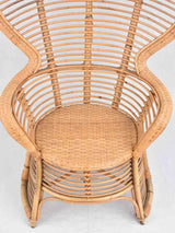 Large wicker and rattan armchair - 1950s 46"