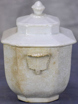 Late 19th Century Creil sugar bowl with lid - French