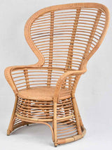 Large wicker and rattan armchair - 1950s 46"