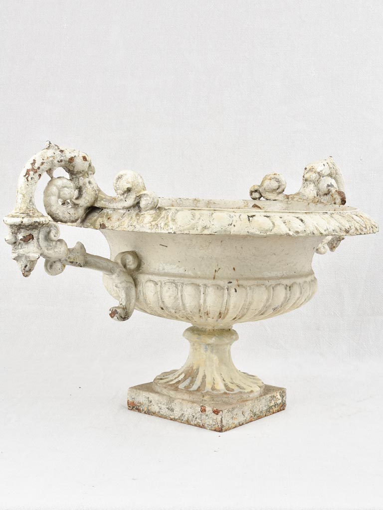 Pair white Medici garden urns - 19th century 19"