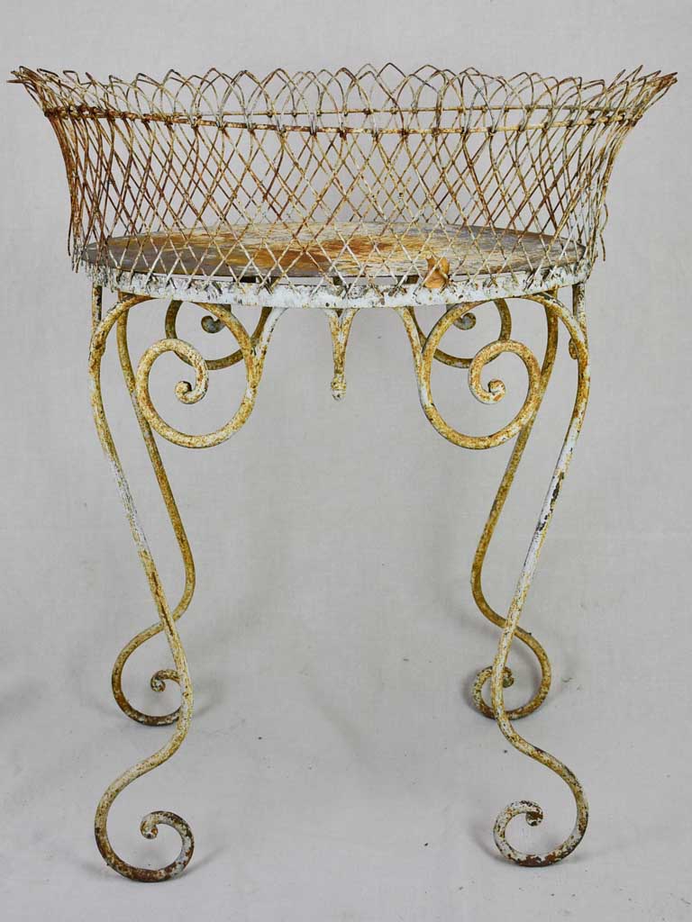Early 20th Century French plant stand, iron and wire work 29½ x 23¾""
