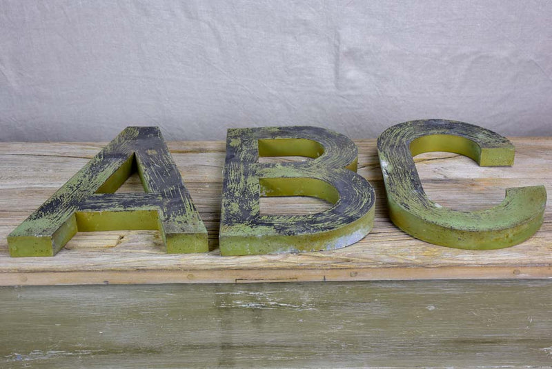 Antique French zinc letters from a sign - ABC 14¼