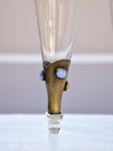Set of six 1950's Murano glass champagne glasses with gemstones