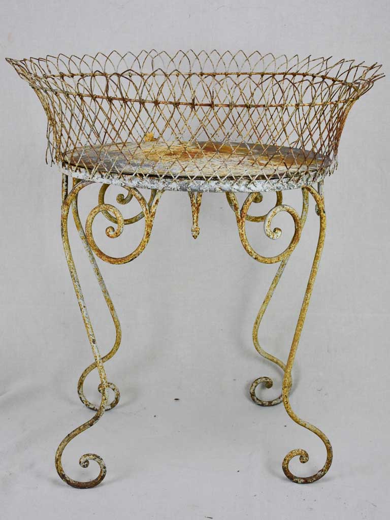 Early 20th Century French plant stand, iron and wire work 29½ x 23¾""
