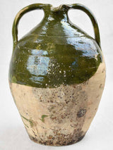 Antique terracotta oil pitcher - green 13¾"