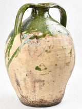 Antique terracotta oil pitcher - green 13¾"