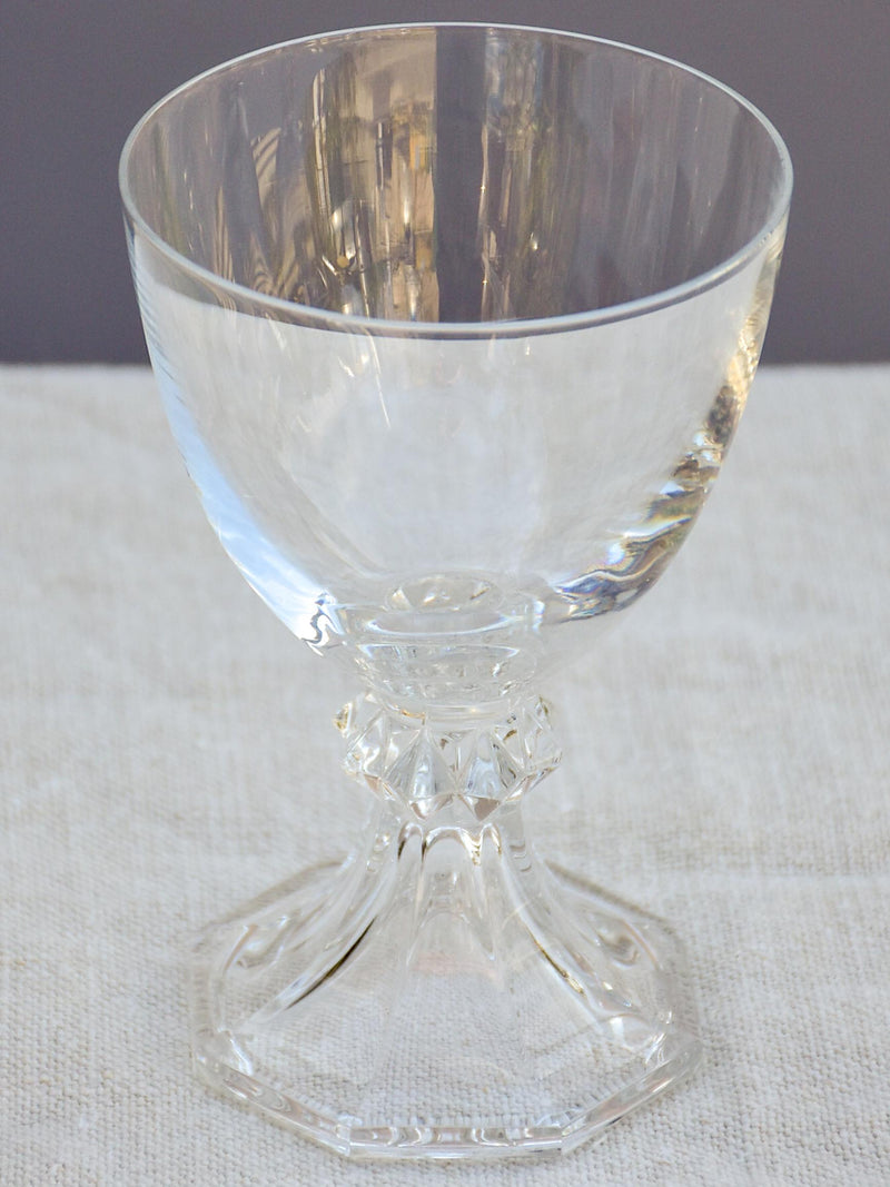 Six vintage crystal red wine glasses