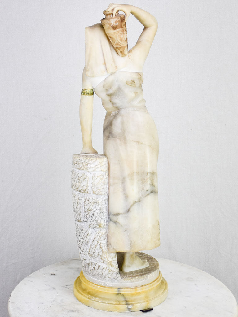 Antique Italian marble and alabaster statue of a lady, signed E. Castellucci 27½"
