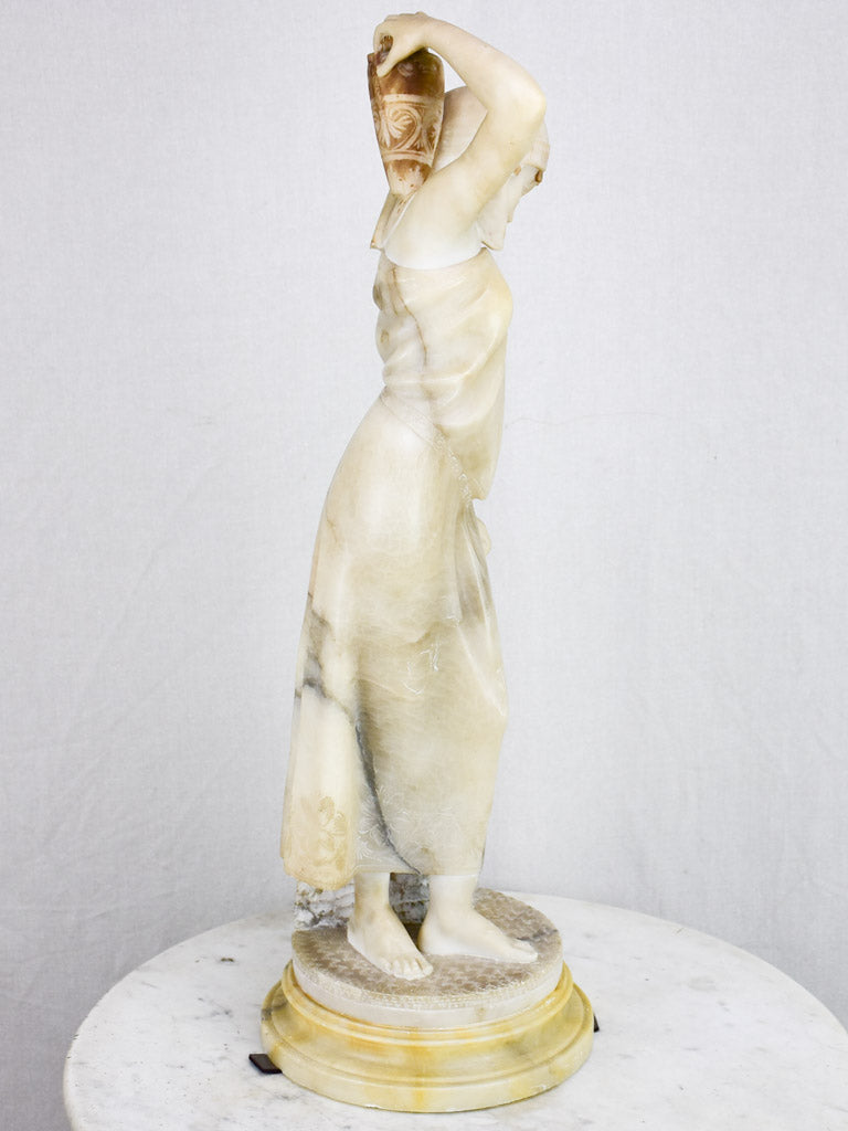 Antique Italian marble and alabaster statue of a lady, signed E. Castellucci 27½"