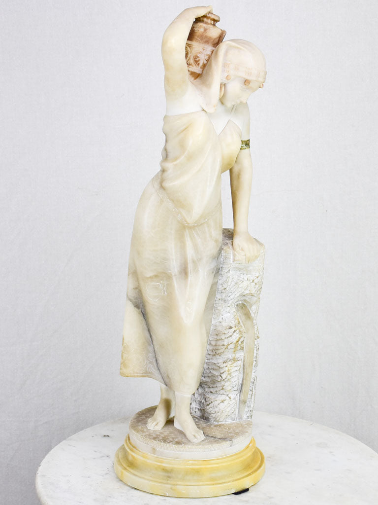 Antique Italian marble and alabaster statue of a lady, signed E. Castellucci 27½"