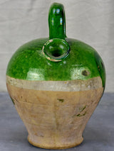 Antique French cruche with green glaze