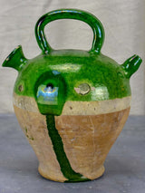 Antique French cruche with green glaze