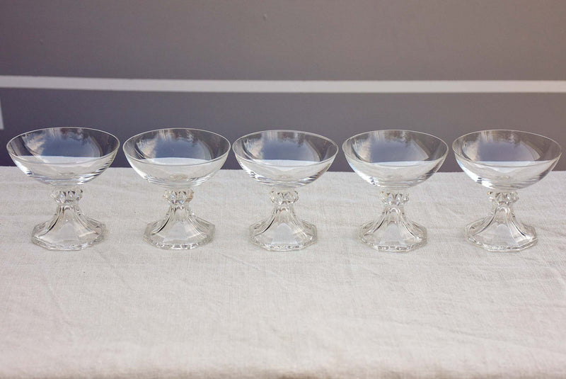 Ten vintage crystal champagne cups